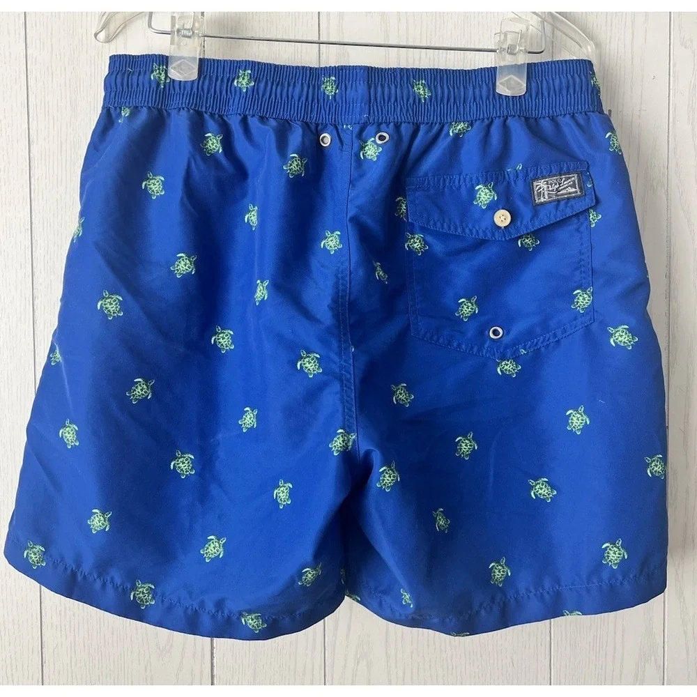 Polo Ralph Lauren Traveler Swim Trunks Men's L Blue Sea Turtle Lined Classic Ex